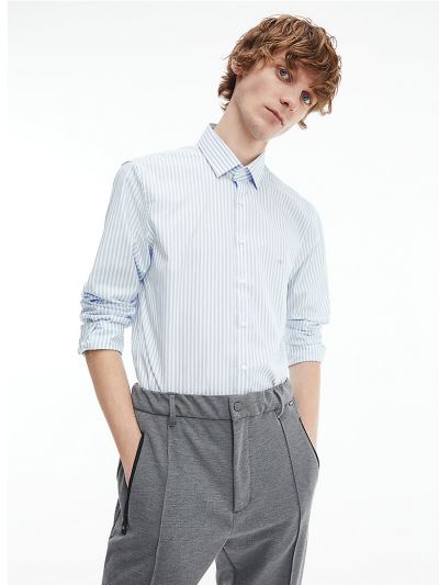 Calvin Klein Ruhák HU872647 | Calvin Klein Slim Cotton Stripe Férfi Ing Világos Kék